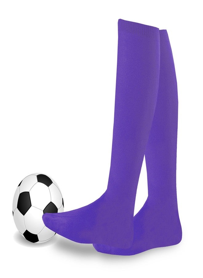 TeeHee Socks Rugby Lacrose Soccer Football Athletic Sports Team Knee High Cushion Tube Socks 3 Pairs Purple Large Men Sock 10-13 - Image 3